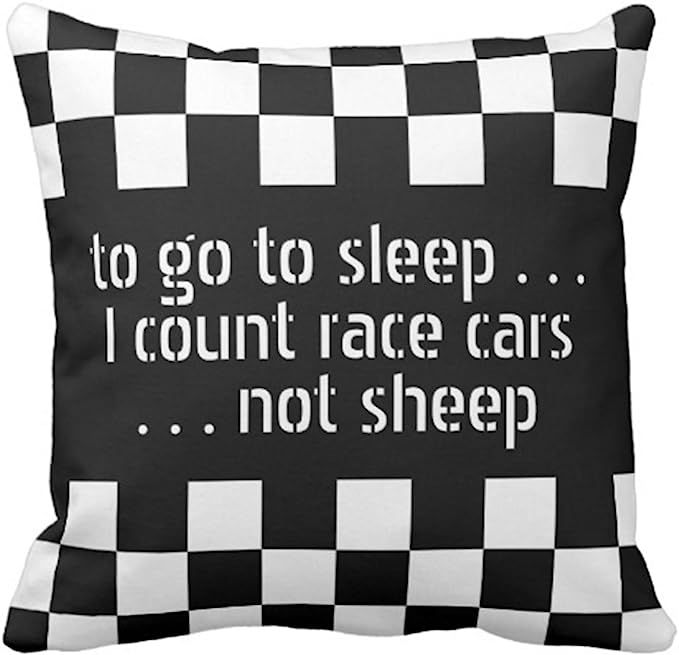 Emvency Throw Pillow Cover Car Cool Black White Formula Checkered Flags Pattern Motorsport Decora... | Amazon (US)