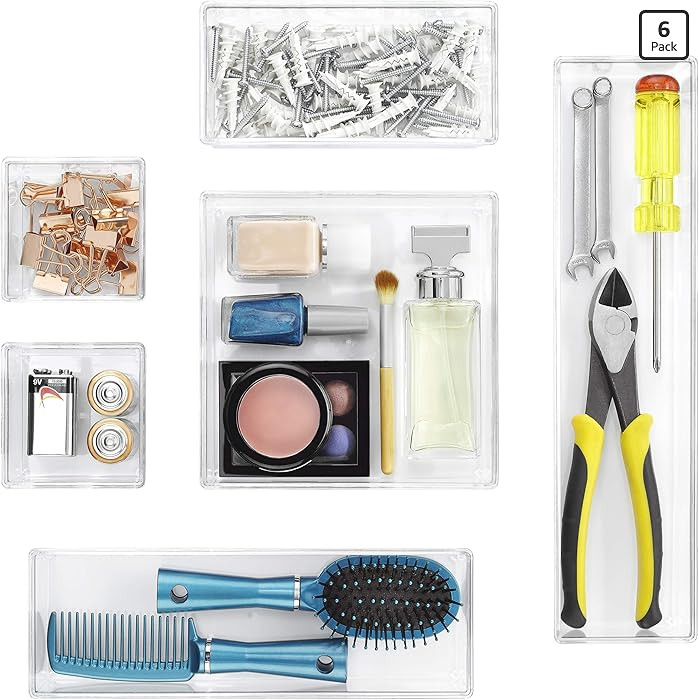 Whitmor Clear-Set Includes 6 Individual Pieces Modular Drawer Organizers, Set of 6 | Amazon (US)