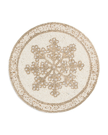 Snowflake Round Beaded Placemat | TJ Maxx