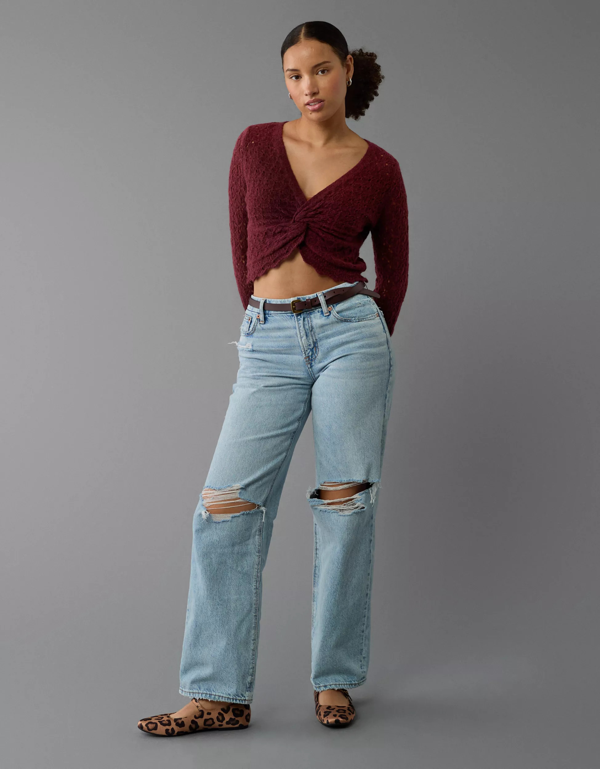 AE Strigid Curvy Ripped High-Waisted Stovepipe Jean | American Eagle Outfitters (US & CA)