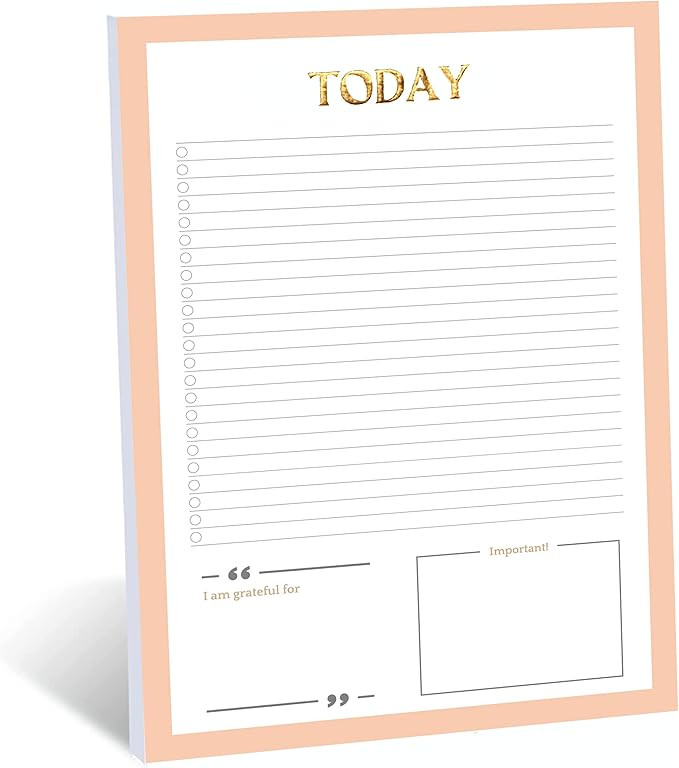 RUN2PRINT Elegant To Do List Notepads (2 Pack of 50 pages) Pink Coloured Gold Foil Stamped Each P... | Amazon (US)