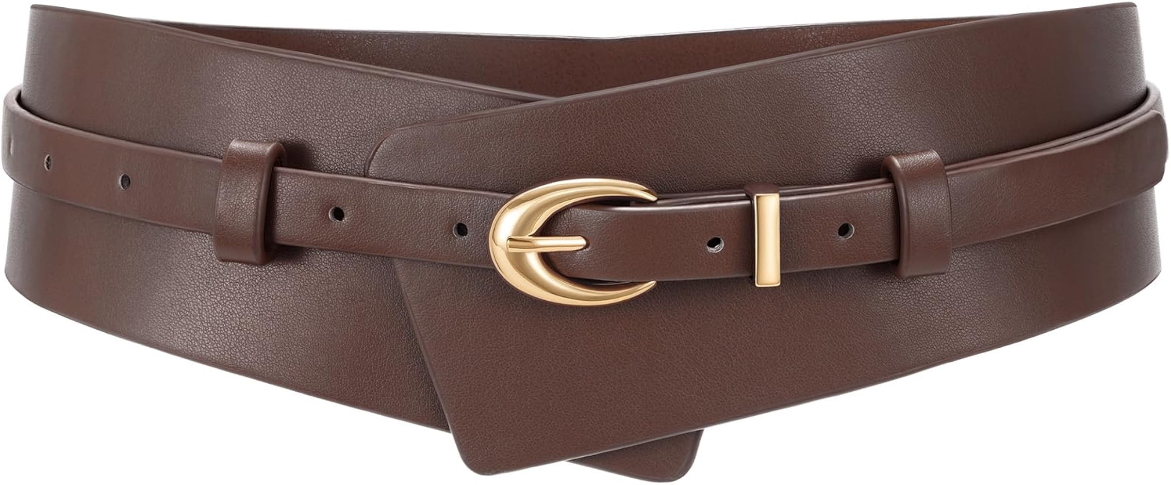 WHIPPY Women Wide Leather Belt Fashion Ladies Dress Belt 2-in-1 Waistband with Skinny Belt for Su... | Amazon (US)