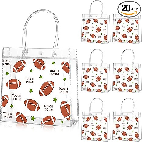 Aliceset 20 Pcs Football Goodie Bags with Handles PVC Clear Football Party Snack Bag for Team Bir... | Amazon (US)