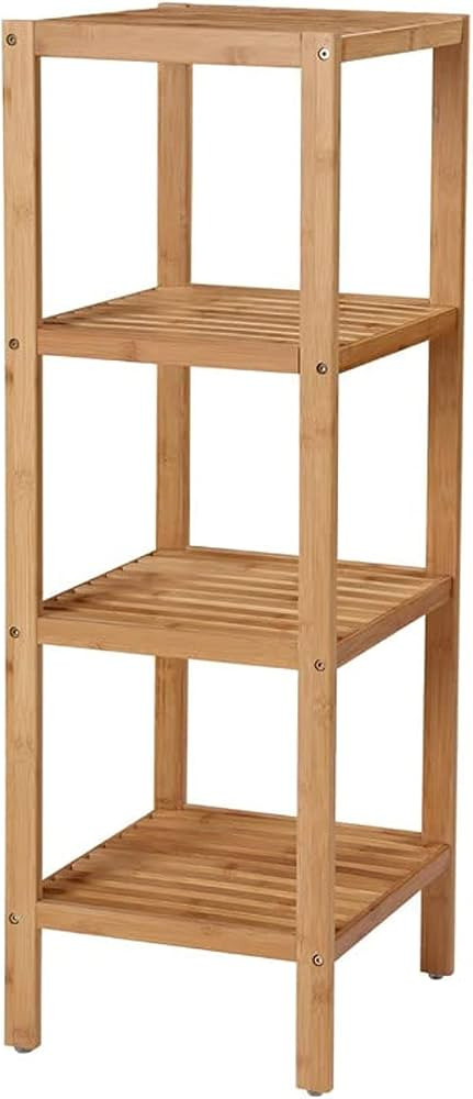 SONGMICS 4-Tier Bamboo Bathroom Shelf, Narrow Shelving Unit, Multifunctional Storage Rack, Corner... | Amazon (US)