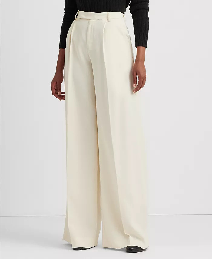 Women's Pleated Satin Crepe Wide-Leg Pants | Macy's Canada