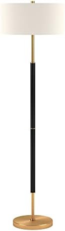 Henn&Hart 2-Light Floor Lamp with Fabric Shade in Matte Black/Brass/White, Floor Lamp for Home Of... | Amazon (US)