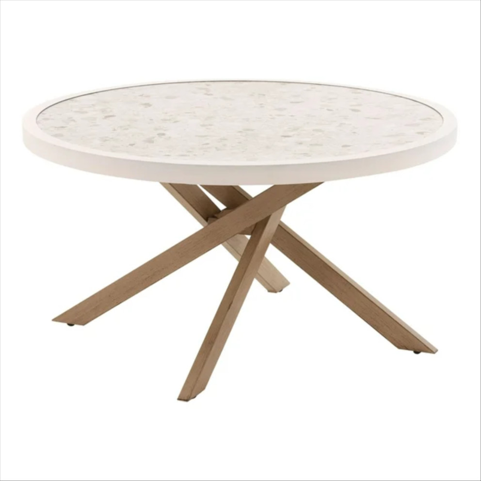 Click for more info about Better Homes & Gardens Paige 37" Round Outdoor Tile-Top Coffee Table, White