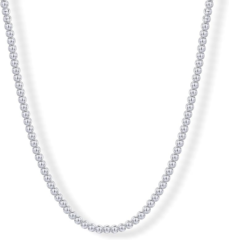 PAVOI 14K Gold Plated Small Bead Ball Chain Necklace for Women - Adjustable Dainty Gold Beaded Ne... | Amazon (US)