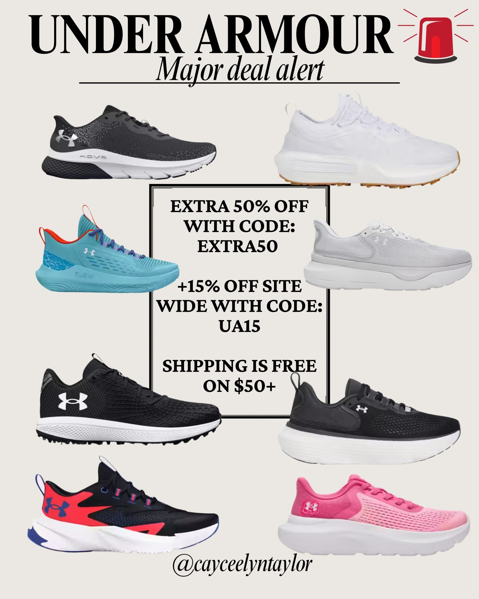 @UnderArmour is having an INCREDIBLE sale on sneakers AND cleats for the family! There are so many different colors and styles to choose from at UNBELIEVABLE prices!!! #ad #underarmourpartner 

•Extra 50% Off with code EXTRA50 at checkout
•Plus, additional 15% off SITEWIDE with code UA15
•Shipping is FREE on $50+

#LTKActive #LTKSaleAlert #LTKKids