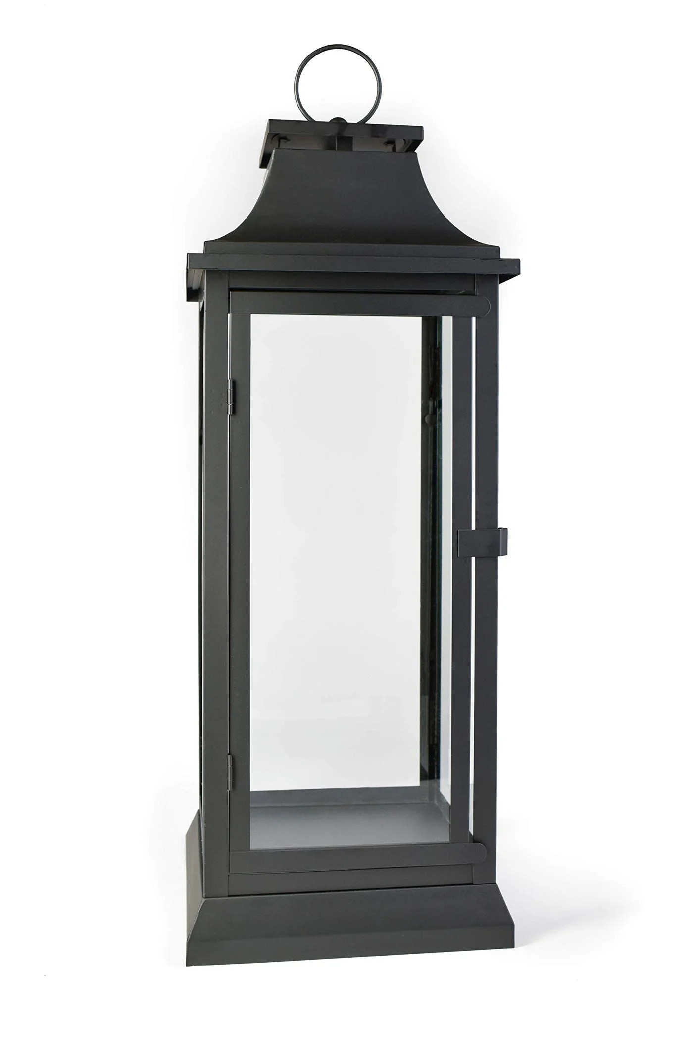 Serene Spaces Living Modern Black Metal Hurricane Lanterns with Clear Glass Panels, 20" Tall | Walmart (US)