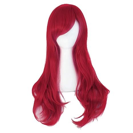 MapofBeauty 28 Inch/ 70 cm Long Curly Hair Ends Costume Cosplay Wig (Dark Red) | Amazon (US)