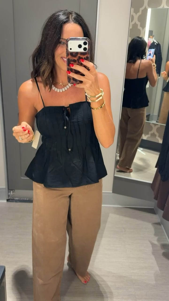 Such a cute Target outfit! I love how the black top dresses up these pants without trying too hard. This would be so good for dinner, vacation or even a casual date night! Wearing an XS.

#TargetStyle #TargetFinds #TargetFashion #AffordableFashion #LTKFinds