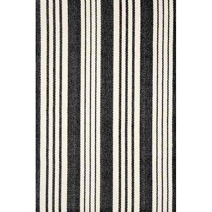 Cliquez pour plus d'informations sur le tapis d'intérieur/extérieur Birmingham Striped Handmade Flatweave Noir/Blanc