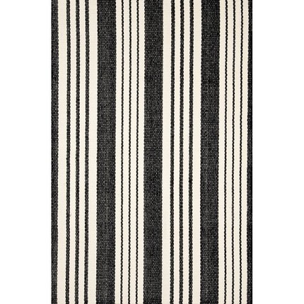 Cliquez pour plus d'informations sur le tapis d'intérieur/extérieur Birmingham Striped Handmade Flatweave Noir/Blanc