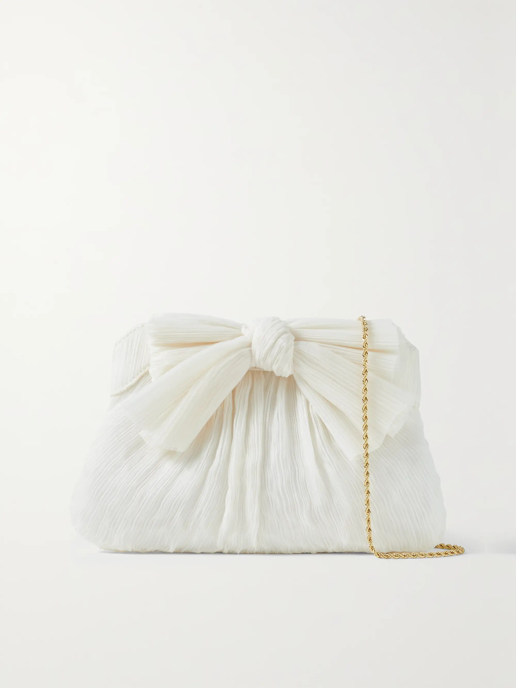 Rayne bow-embellished plissé-organza clutch | NET-A-PORTER (US)
