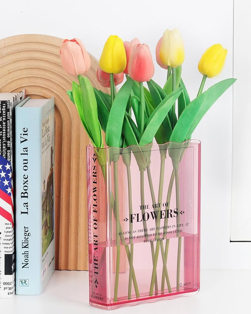 Book-Shaped Flower Vase, Book Lovers Gifts, Pink Vases for Wedding Decor Centerpieces & Must-Have... | Amazon (US)