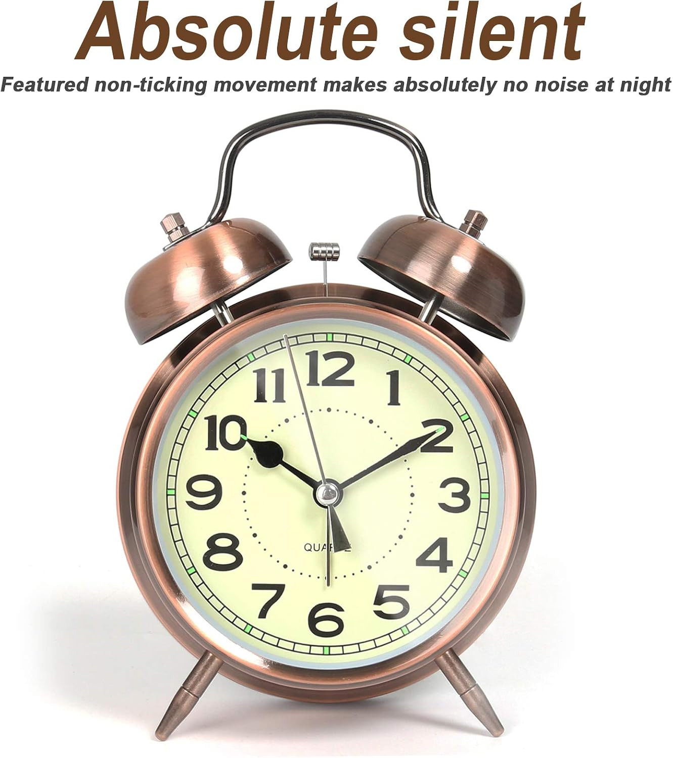 AYRELY® Super Loud Alarm Clock for Heavy Sleepers Adults,Twin Bell Retro 4 Inch Silent Non-Ticki... | Amazon (US)