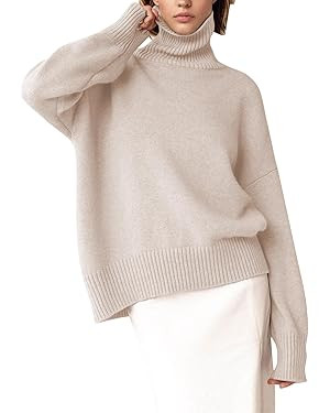 YKR Women's Turtleneck Sweater Chunky Long Sleeve Knitted Pullover High Low Hem Trendy 2024 Fall ... | Amazon (US)