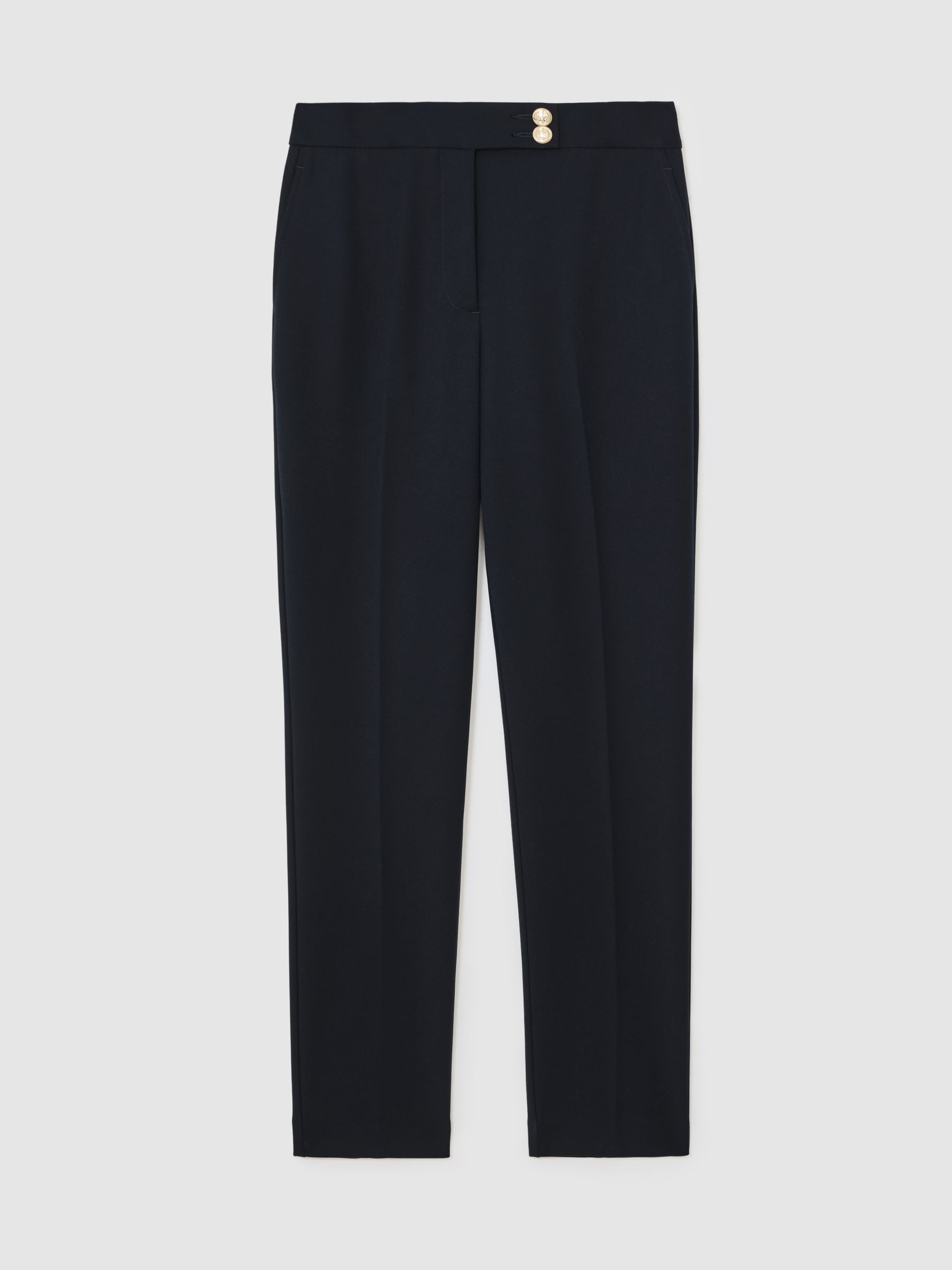 Tapered Button-Detail Trousers in Navy | Reiss DE