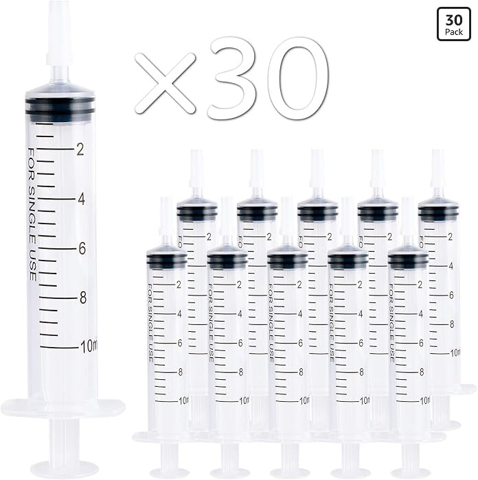 30 Pack 10ml Plastic Syringes, Small Syringe with Tip Cap | Amazon (US)