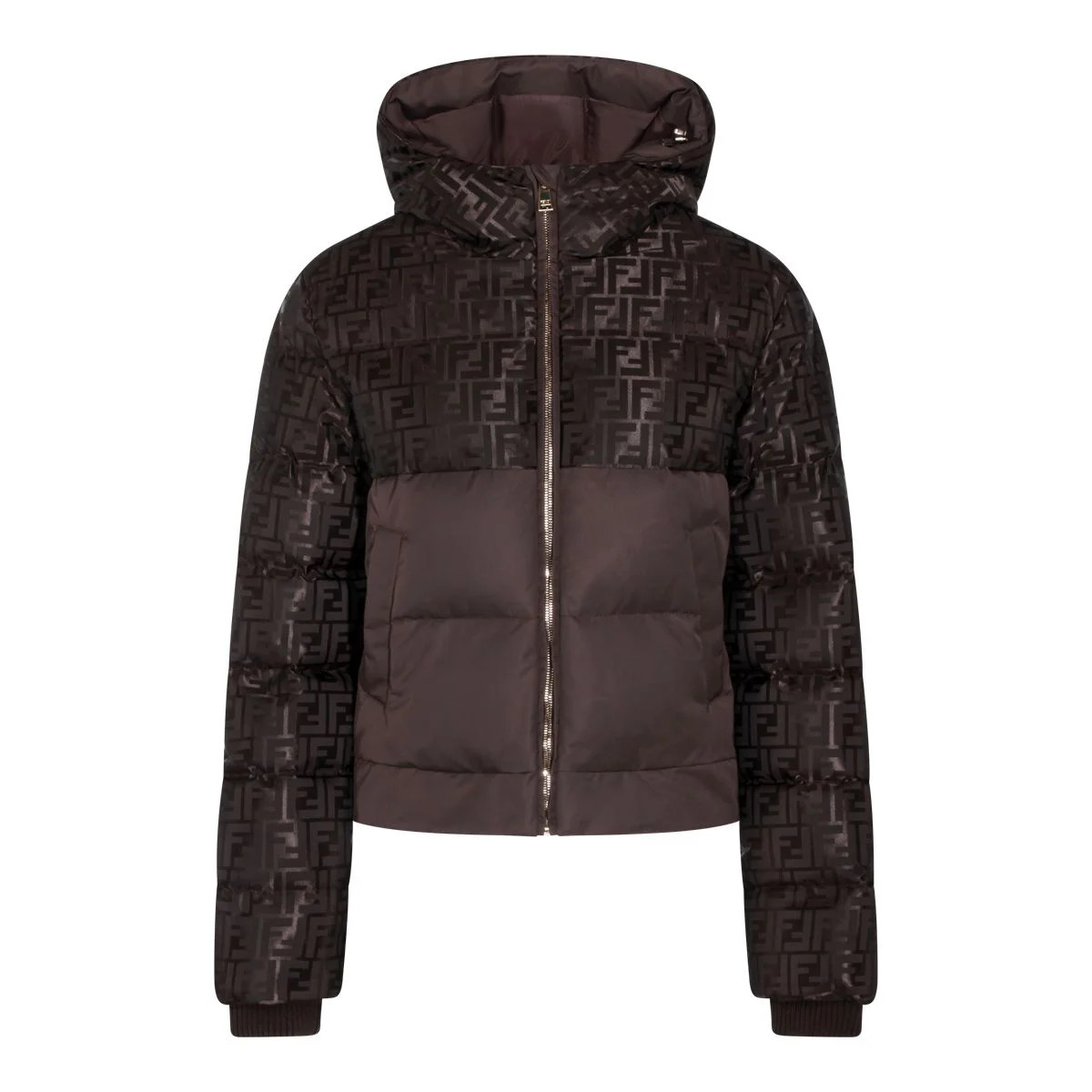 Fendi FF Jacquard Hooded Padded Jacket | Cettire Global
