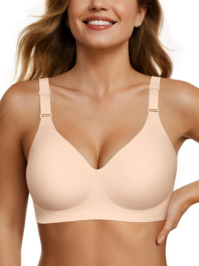 OEAK Womens Comfortable Jelly Bra No Underwire Full Support Tshirt Bras | Seamless,Plus Size,Wire... | Amazon (US)