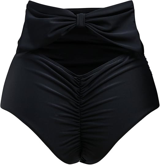 ZOHAMUNG Women's High Waisted Bikini Bottoms Brazilian Cheeky Cut Out Bow Ruched Tankini Panties | Amazon (US)