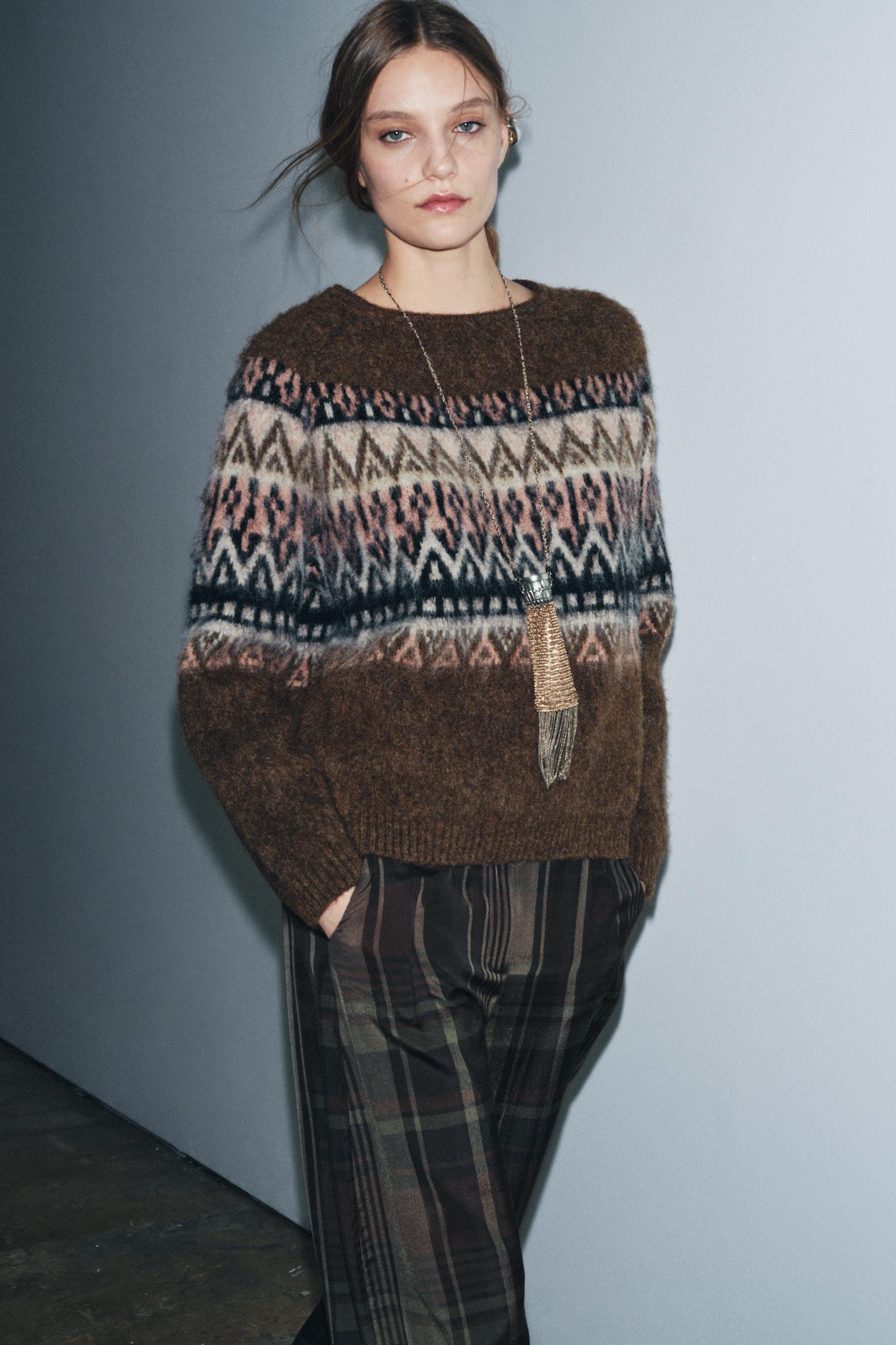 JACQUARD BRUSHED EFFECT KNIT JUMPER | Zara UK