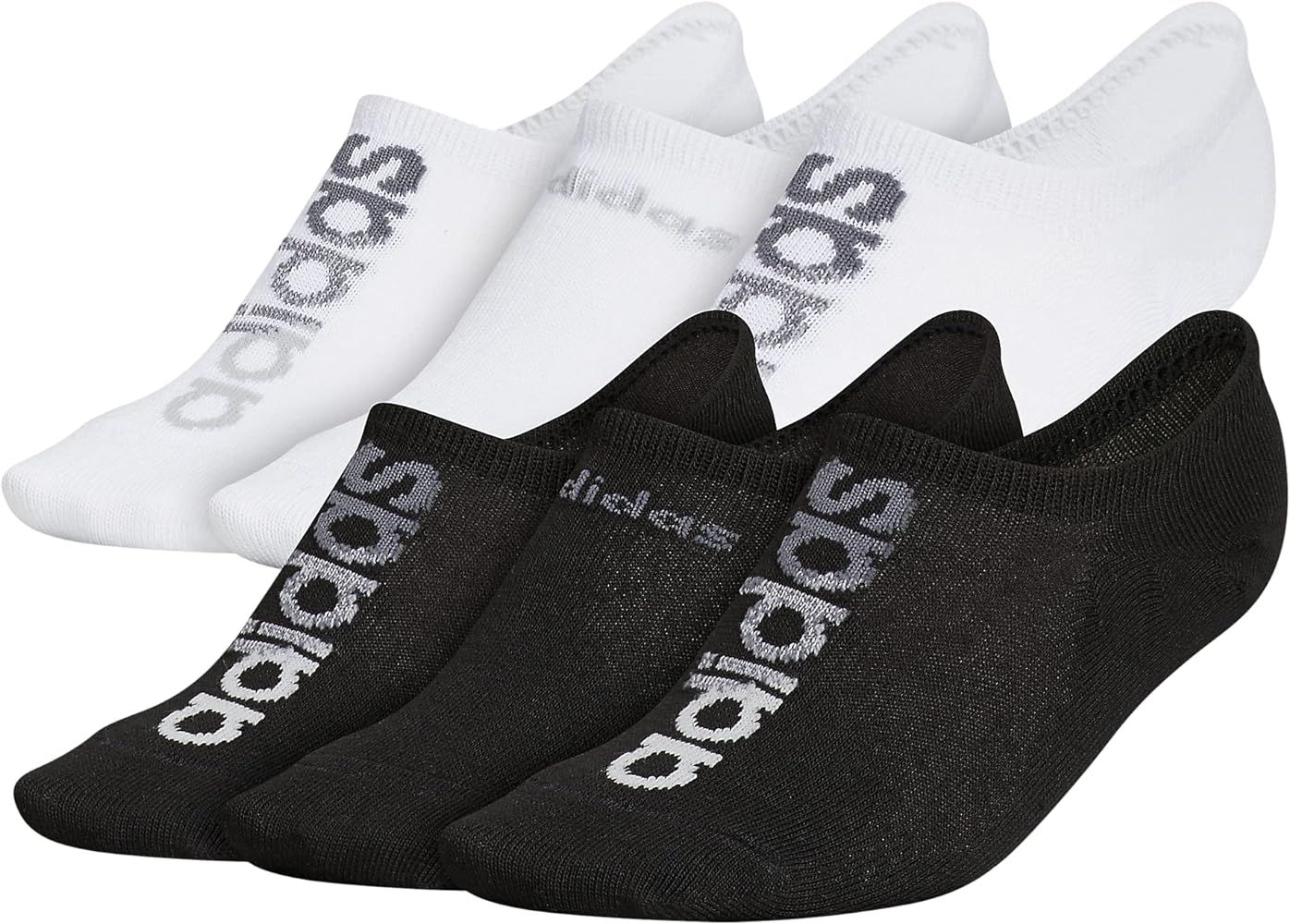 adidas womens Superlite Linear Super No Show Socks (6-Pair), Black/Grey/White, Medium at Amazon W... | Amazon (US)