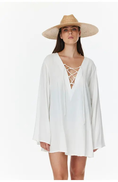 Gottex Beach Life Mist & Sand Mini Dress Cover-Up in Cream at Nordstrom | Nordstrom