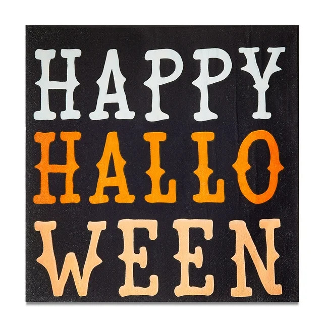 Halloween Black & Orange Happy Halloween Paper Party Napkins, 16 Count, by Way To Celebrate | Walmart (US)