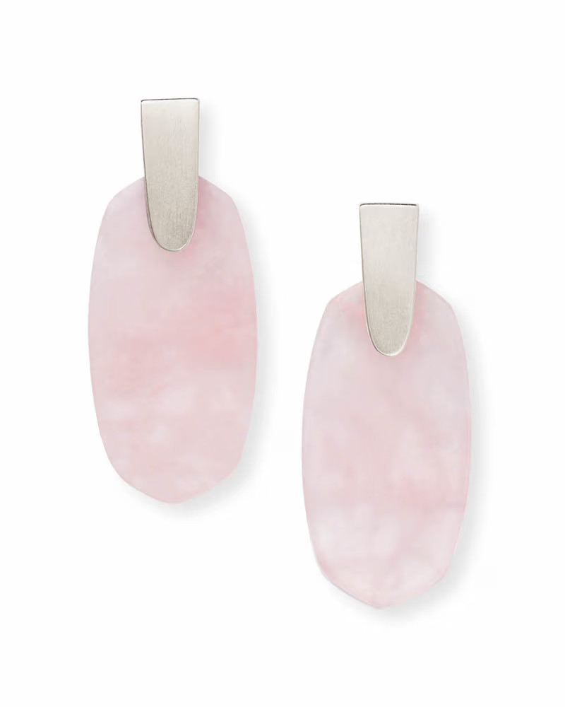 Aragon Silver Drop Earrings in Rose Quartz | Kendra Scott