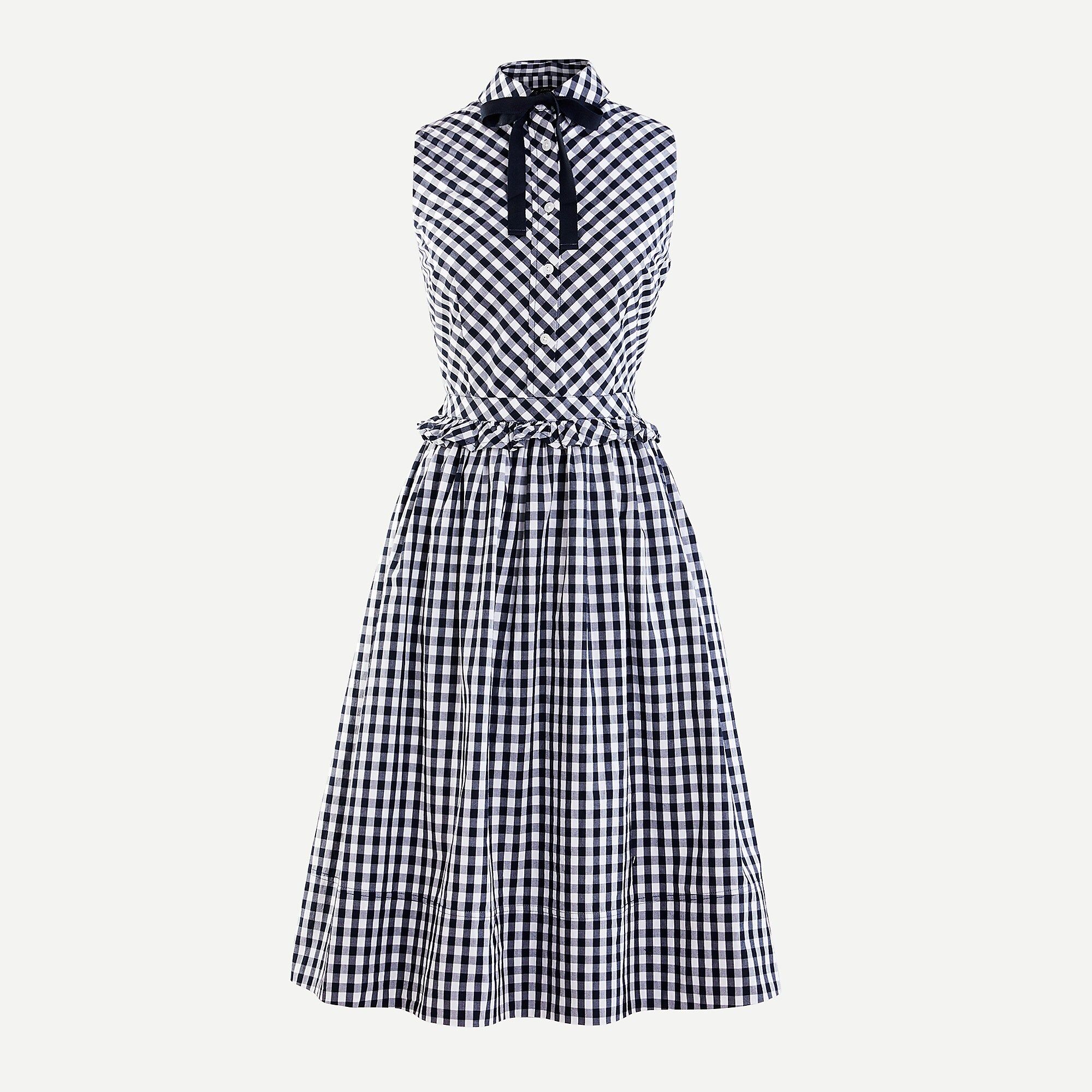 Shirtdress in gingham with removable necktie | J.Crew US