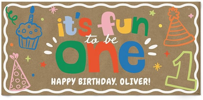 Big Dot of Happiness Personalized One is Fun 1st Birthday Kraft Paper Banner, Colorful First Birt... | Amazon (US)