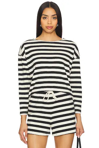 Taylor Striped Long Sleeve Top in True Black & Natural Stripe | Revolve Clothing (Global)
