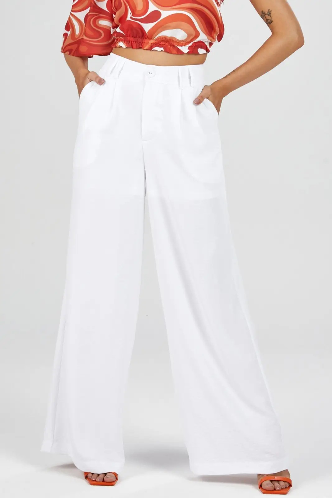 Calça PKS Wide Leg Branca | Dafiti (BR)