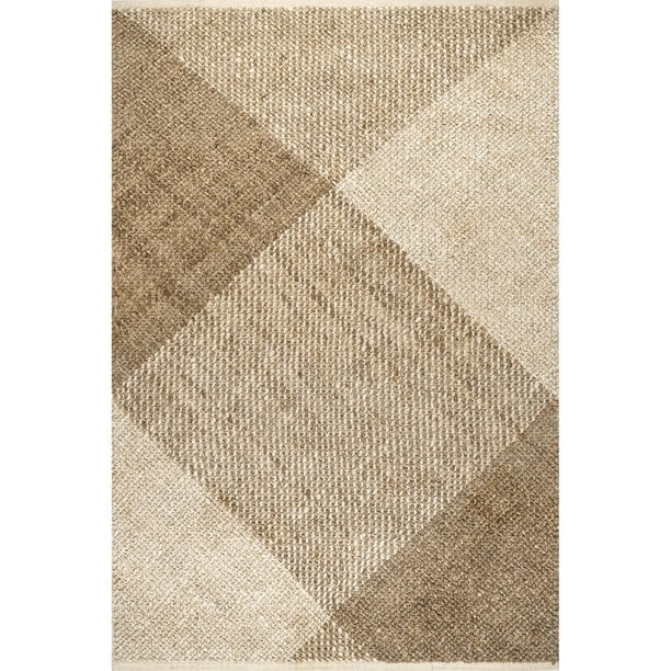 nuLOOM Lilah Hand Woven Jute and Cotton Plaid Area Rug, 5' x 8', Natural - Walmart.com | Walmart (US)
