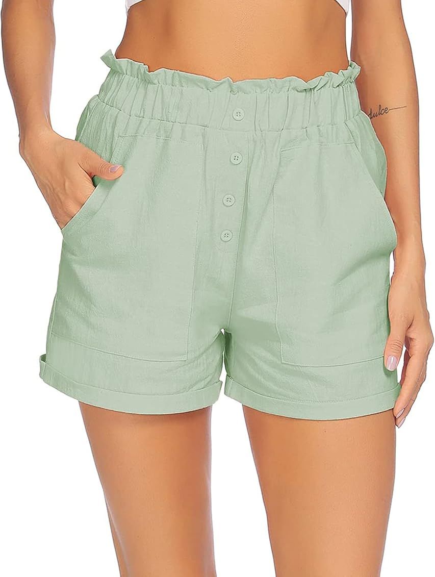 ELESOL Womens Shorts Summer Cargo Shorts with Pockets Lightweight Beach Shorts Casual Shorts | Amazon (US)