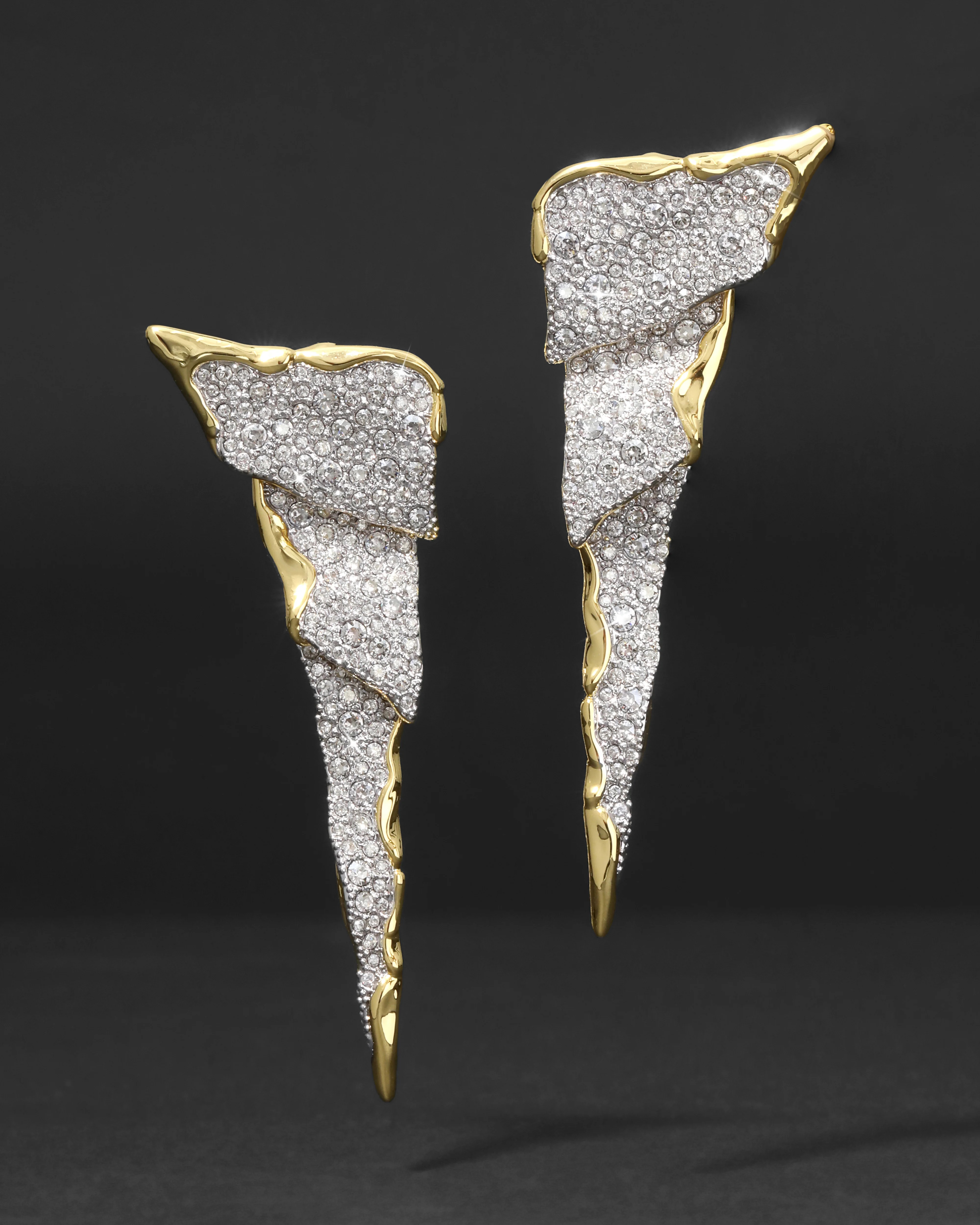 Solanales Crystal Cascade Post Earrings | Large Gold Crystal Earrings | Alexis Bittar