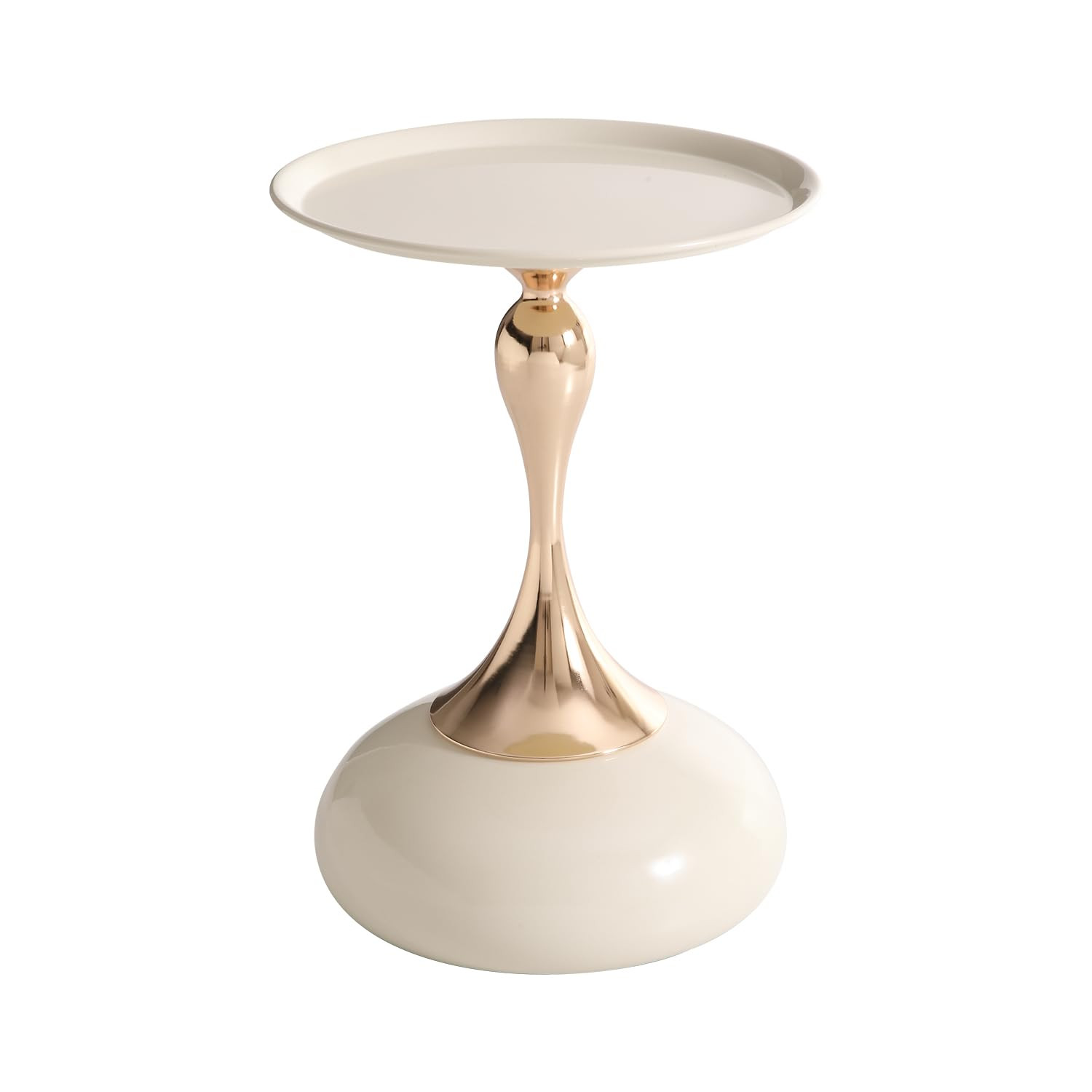 MSOBAIW Small Round Metal Side Table, Circle End Table Martini Table Cream | Amazon (US)