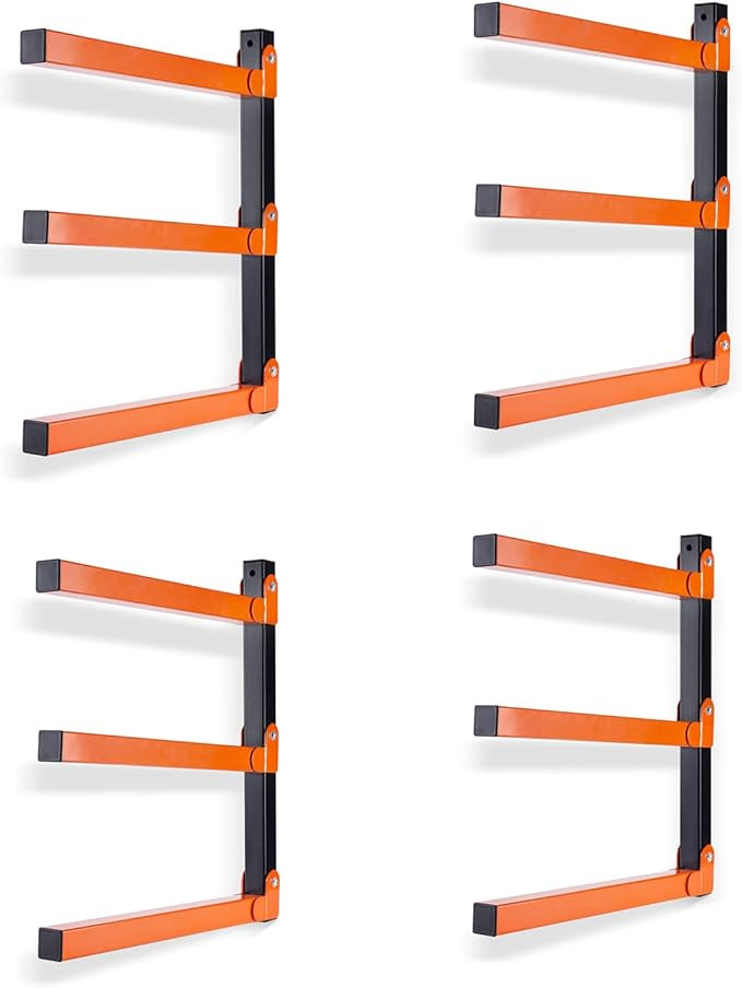 Wall Mount Wood Organizer and Lumber Storage Metal Rack with 3-Level - Indoor & Outdoor Use, 4 Pa... | Amazon (US)