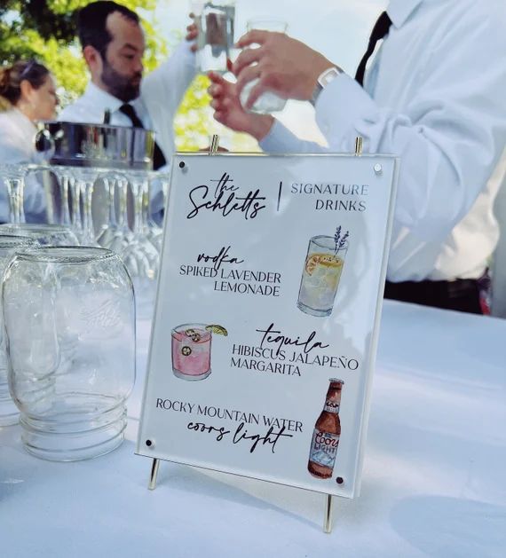 Watercolor Signature Cocktail Menu Sign, Custom Event Drink Sign, Drinks Sign, Wedding Cocktail S... | Etsy (US)