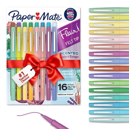 Paper Mate Flair Scented Felt Tip Pens, #1 Teacher Choice, Nature Escape, Assorted, 16 Count | Walmart (US)