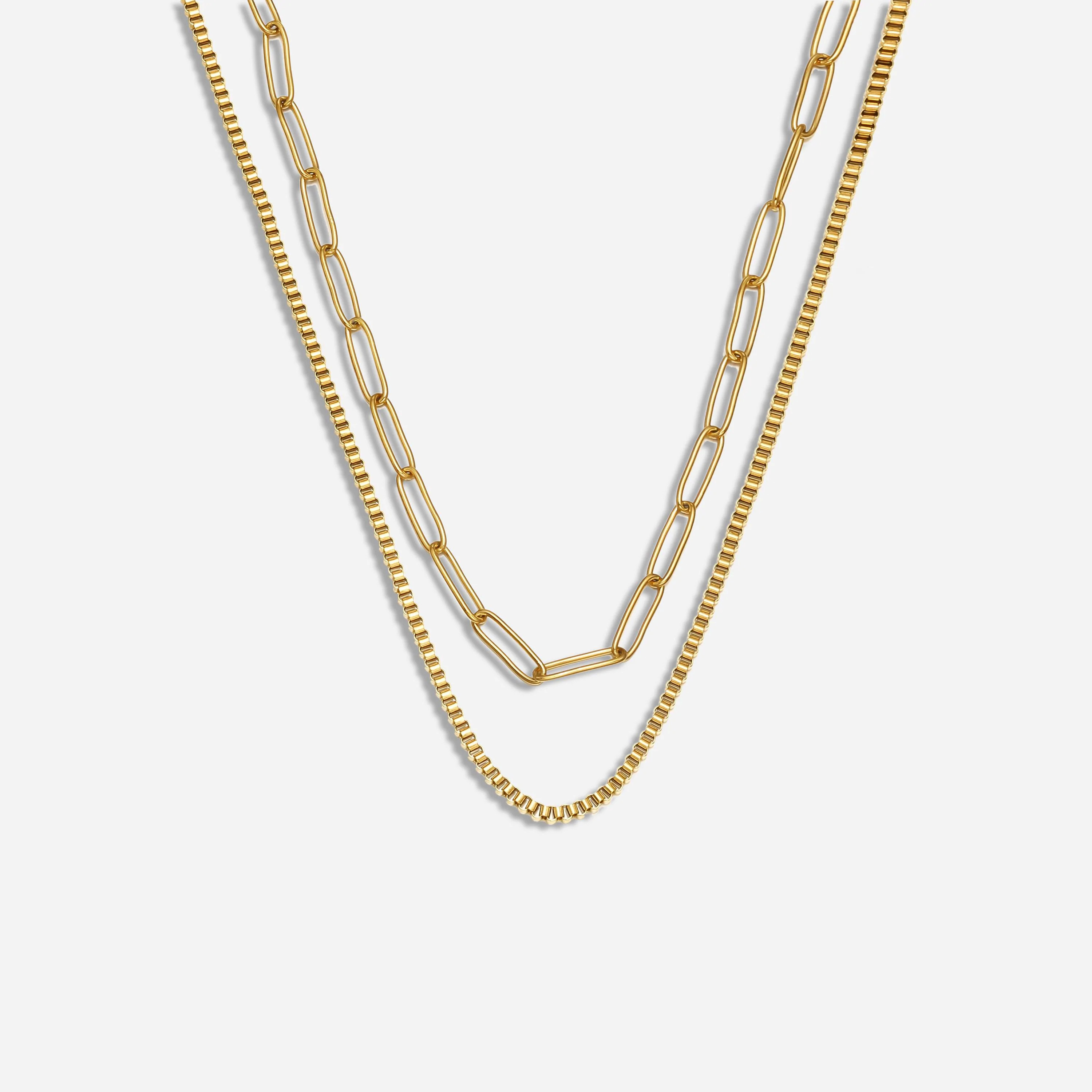 Tatum Layered Paperclip Necklace | Victoria Emerson