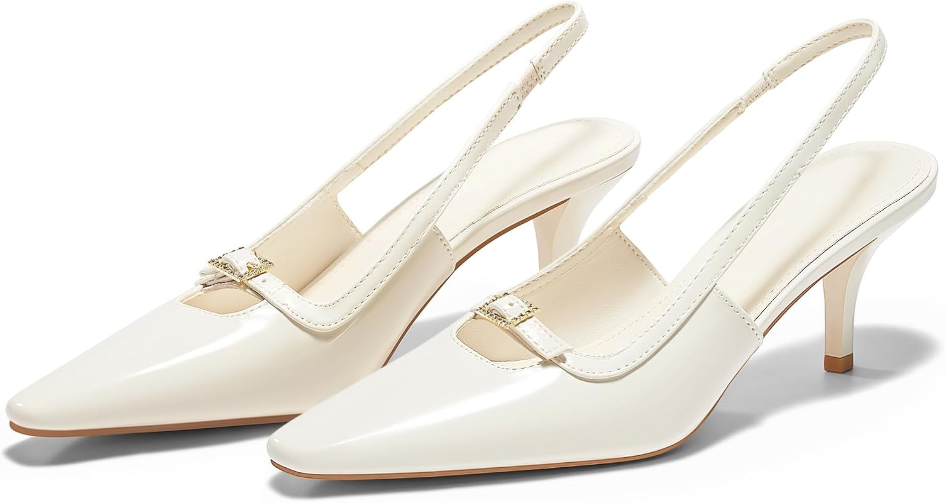 Coutgo Womens Kitten Heels Slingback Dress Shoes Buckle Office Work Pumps Shoes | Amazon (US)