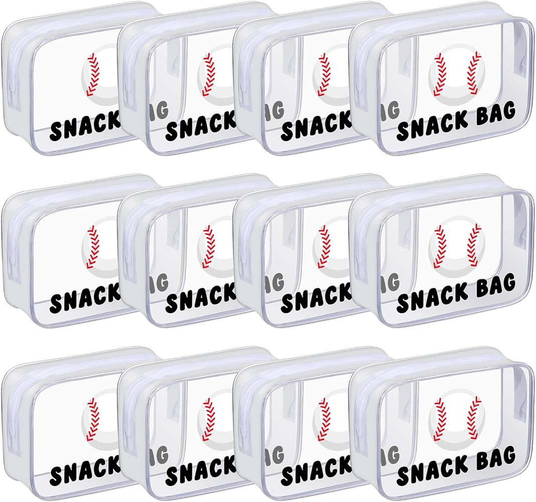 12 Pcs Baseball Snack Bags for Team Gifts Goodie Snack Treat Candy Pouch Bags Clear PVC Waterproo... | Amazon (US)