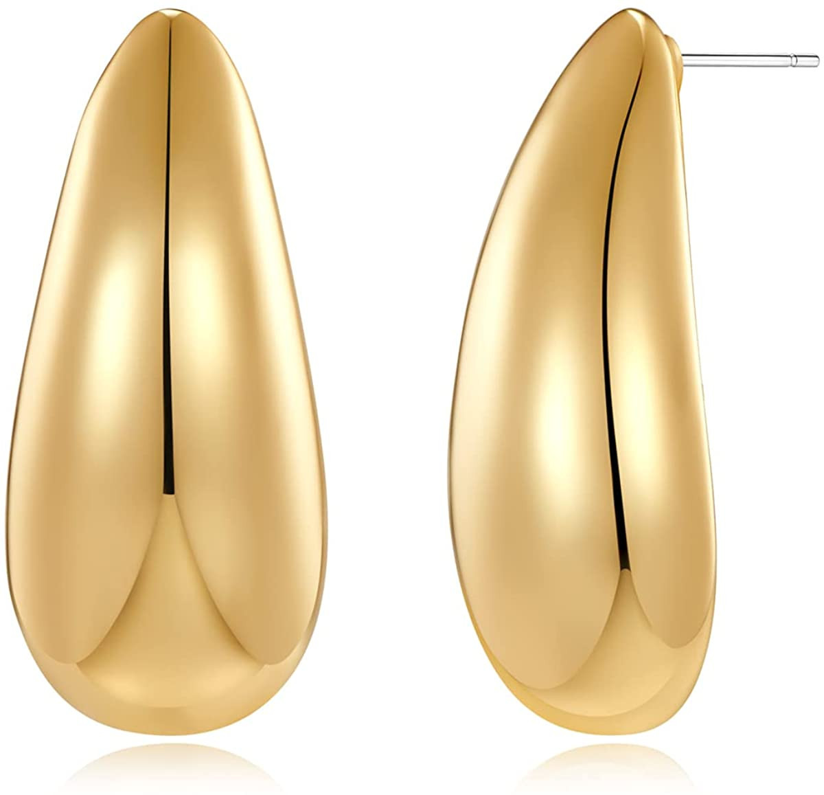 MUYAN Long Waterdrop Earrings for Women Polished Brushed Droplet Earrings,Gold & Silver | Amazon (US)