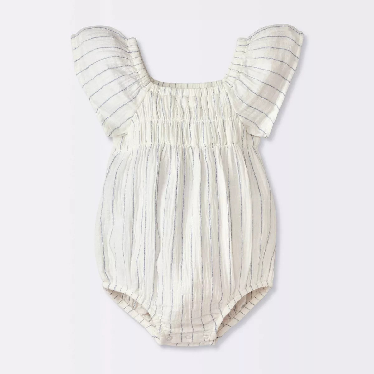 Baby Girls' Striped Puff Sleeve Romper - Cloud Island™ Cream 24M | Target