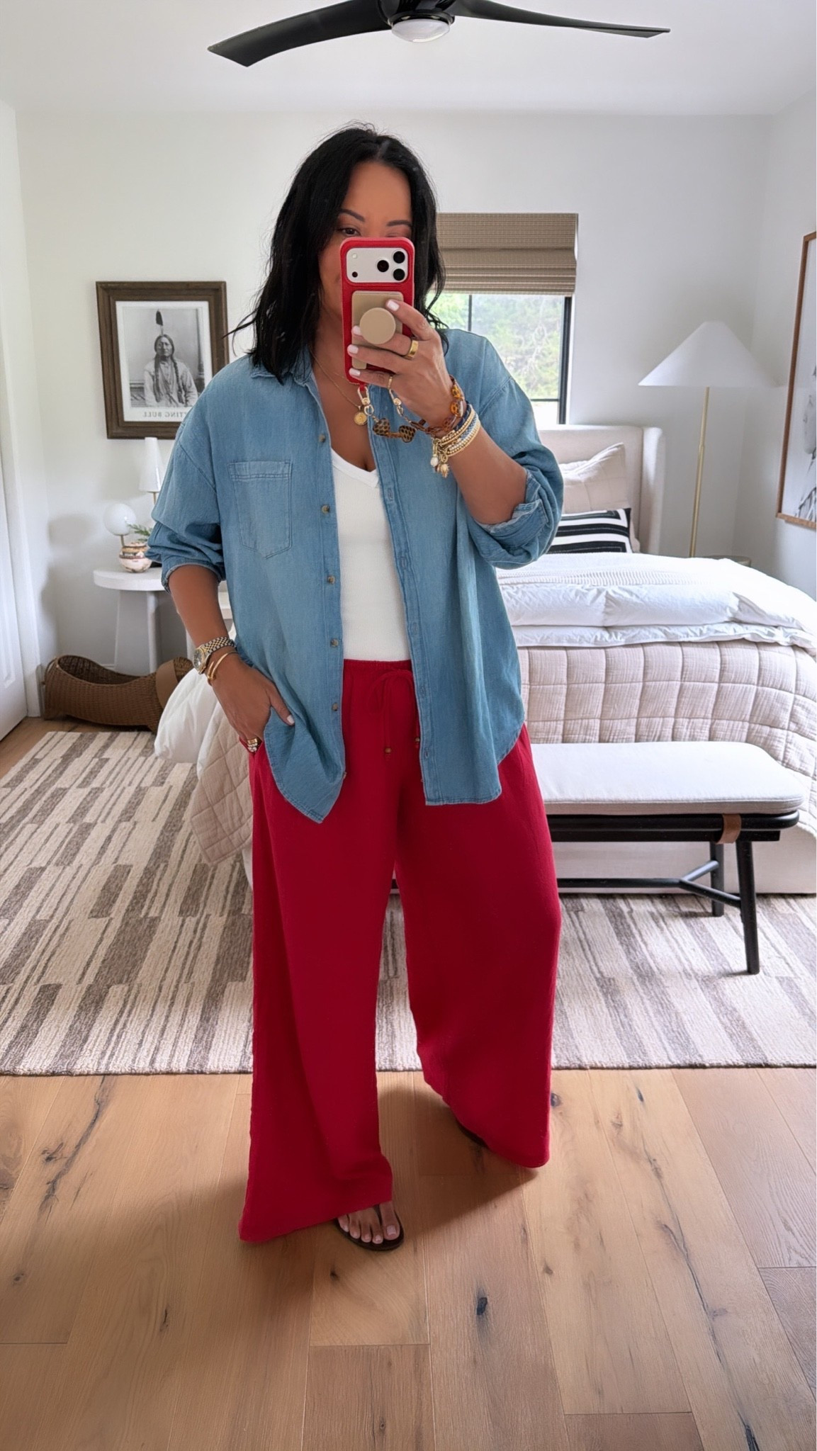 Button up size medium (it’s oversized), tank size medium (no bra required), pants size medium (they are perfectly oversized), shoes fit tts.

#LTKSaleAlert #LTKMidsize #LTKOver40