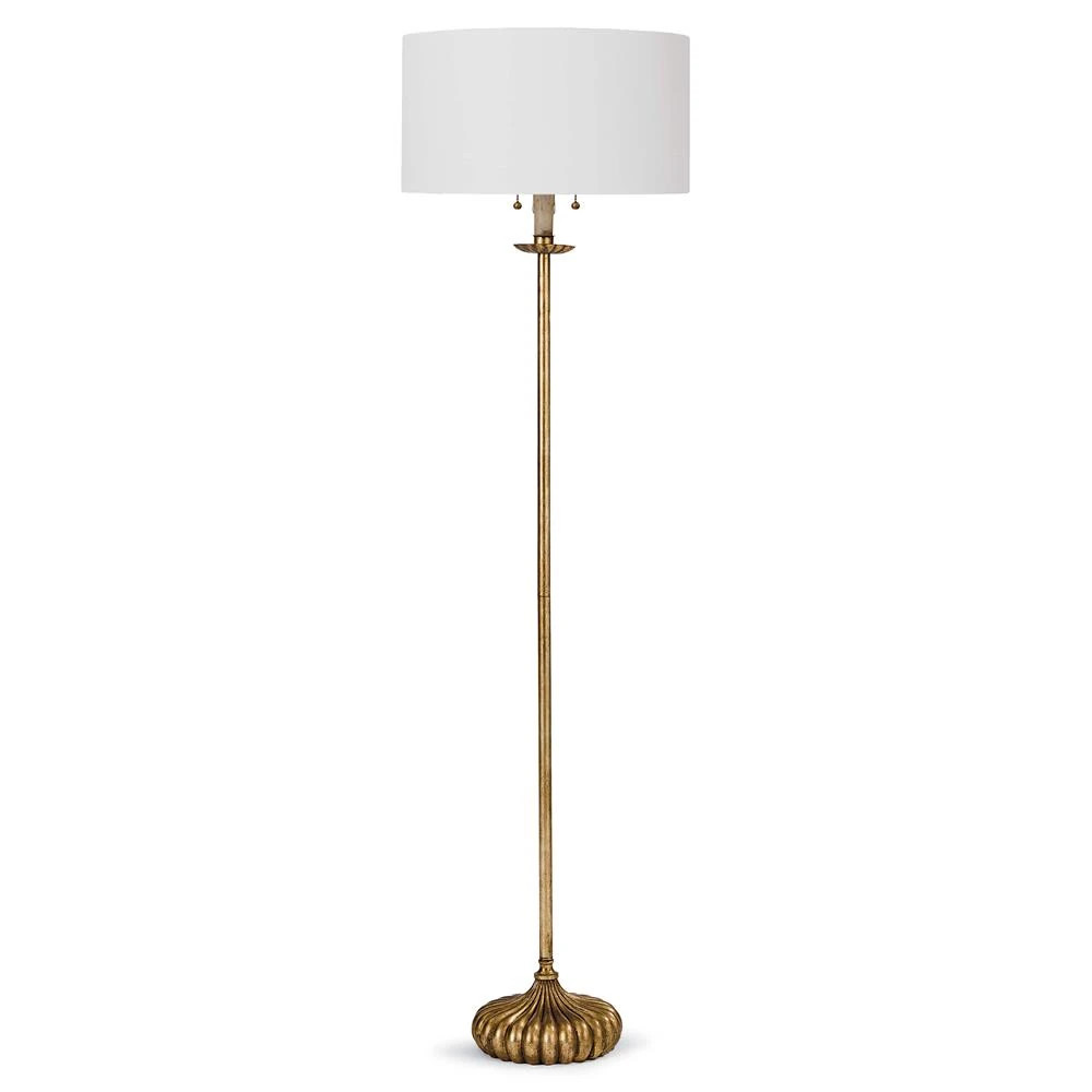 Clove French Country Antique Gold Leaf Stem Floor Lamp | Kathy Kuo Home